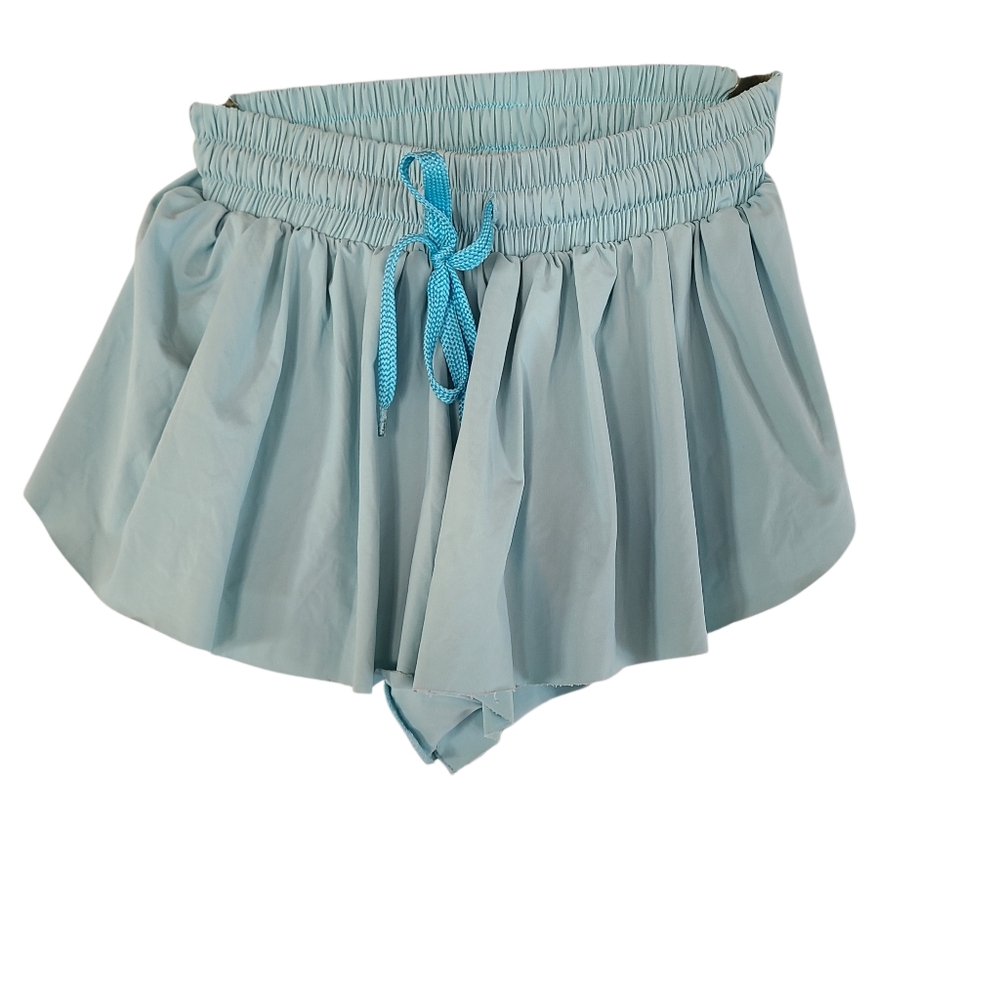 Blaosn Light Blue Flowy 2-in-1 Athletic Shorts Womens Size XS Butterfly Gym
